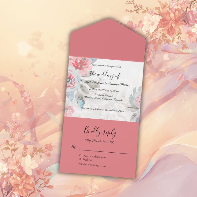 Floral watercolor Wedding All in One Invitation (Creator Uploaded)