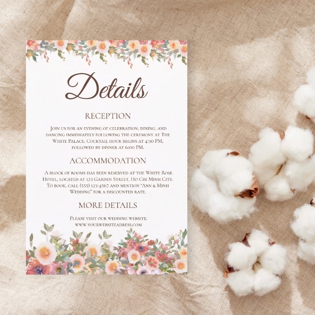 Floral Watercolor Wedding Details Card (Creator Uploaded)