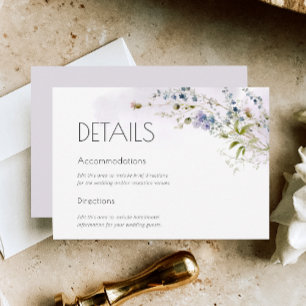 Floral Watercolor Wedding Details Enclosure Card 