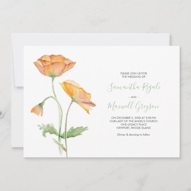 Floral Watercolor Wedding Invitation (Front)