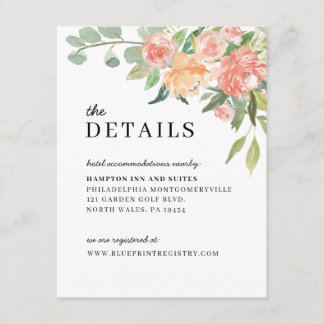 Floral Watercolor Wedding Invite Enclosure Card