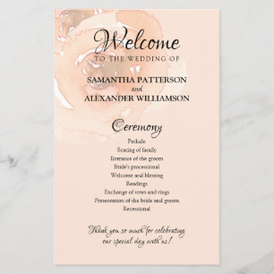 Floral Watercolor Wedding Program Paper Sheet