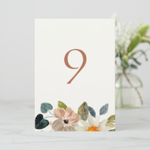 Floral Watercolor Wedding Table Number
