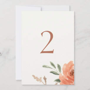 Floral Watercolor Wedding Table Number