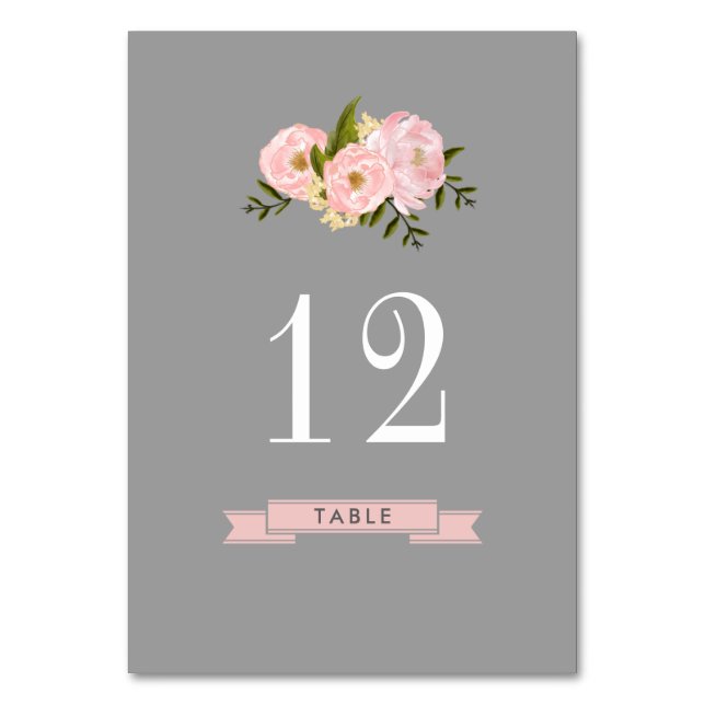 Floral Watercolor Wedding Table Number Cards (Front)