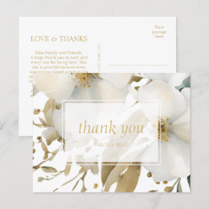 Floral Watercolor Wedding Thank You Announcement Postcard