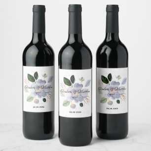 Floral Watercolor Wedding Wine Label