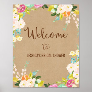 Floral Watercolor Welcome Poster Print