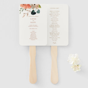 Floral Watercolor Welcome Wedding Program Hand Fan