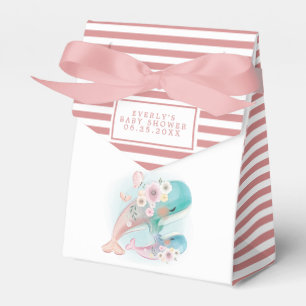 Floral Watercolor Whales Girl Baby Shower Favour Box