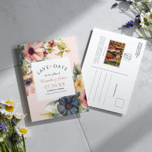 Floral Watercolor Wildflower Photo Save The Date Postcard