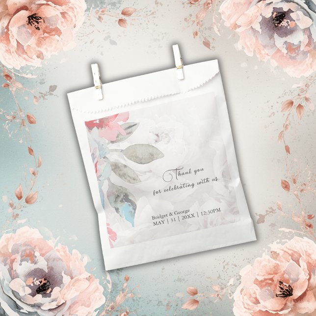 Floral watercolor wildflower rose peony wedding favour bags (Creator Uploaded)