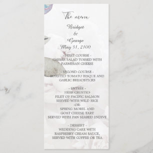 Floral watercolor wildflower rose peony wedding programme