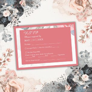 floral watercolor wildflower rose peony wedding RSVP card