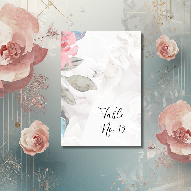 Floral watercolor wildflower rose peony wedding table number (Creator Uploaded)