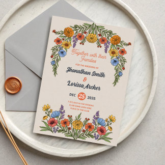 Floral Watercolor Wildflower Wedding Invitation