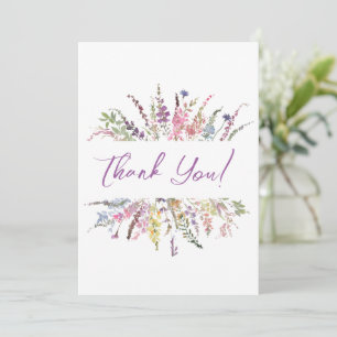 Floral Watercolor Wildflowers Thank You Card