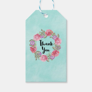 Floral Watercolor Wreath Thank You Gift Tags