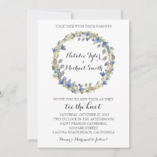 Floral Watercolor Wreath Wedding Invitation
