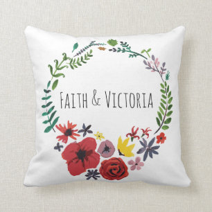 Floral Watercolour Cushion Customisable