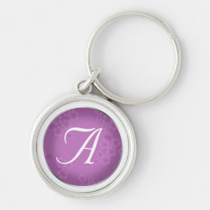 Floral Watermark Amethyst Monogram Keychain