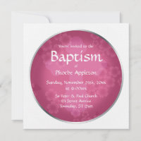 Floral Watermark Fuchsia Baptism Invitations
