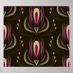 Floral Wave Vintage Stylish Background Poster