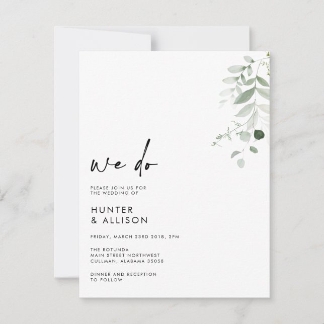 Floral We Do Wedding Invitation (Front)