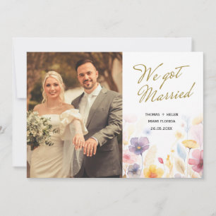 Floral We Got Married Elopement Announcement