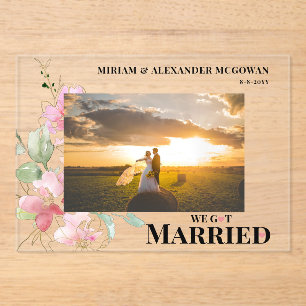 Floral We got married Wedding announcement 