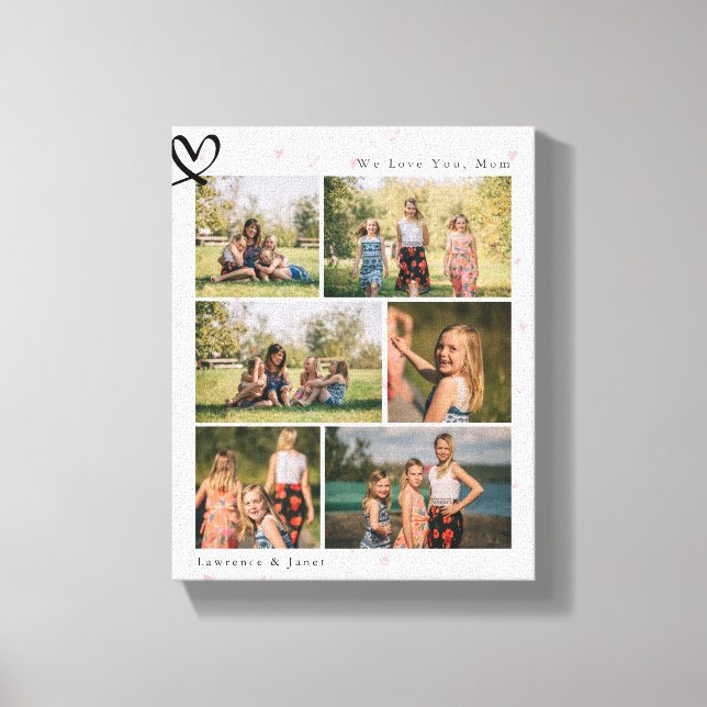 Floral We Love You Abuela Mom Family Photo Collage Canvas Print (Front)