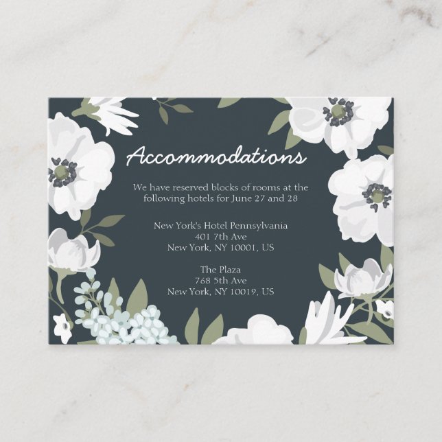 Floral Wedding Accommodation Cards Wreath (Front)