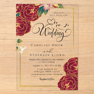 Floral Wedding Acrylic Invitations