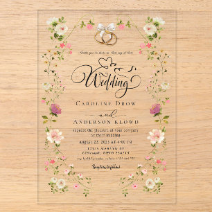 Floral Wedding Acrylic Invitations