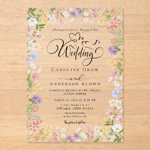 Floral Wedding Acrylic Invitations