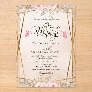 Floral Wedding Acrylic Invitations