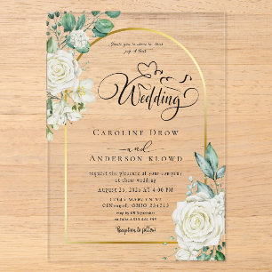 Floral Wedding Acrylic Invitations
