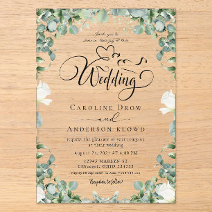 Floral Wedding Acrylic Invitations