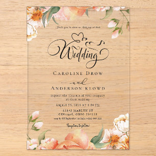 Floral Wedding Acrylic Invitations