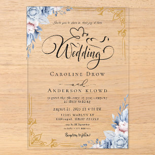 Floral Wedding Acrylic Invitations