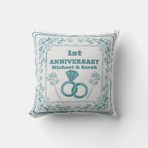 Floral wedding Anniversary Customisable year Cushion
