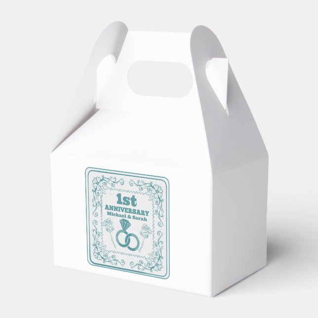 Floral wedding Anniversary Customisable year Favour Box (Front Side)