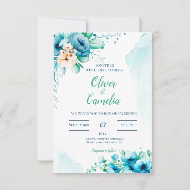 Floral Wedding  Announcement (Front)
