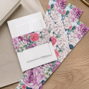 Floral Wedding Belly Band Invitation Belly Band