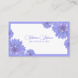 Floral wedding blue cornflower calligraphy QR-Code Business Card