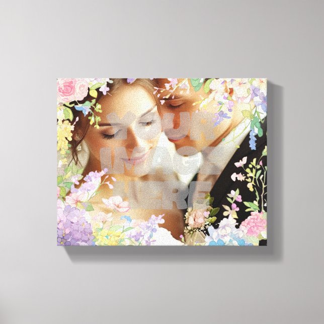 Floral Wedding Border Customisable Image Canvas Print (Front)