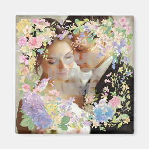 Floral Wedding Border Customisable Image Magnet