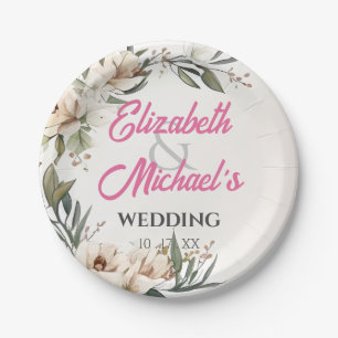 Floral Wedding Botanical Sketch Drawing Customise Paper Plate