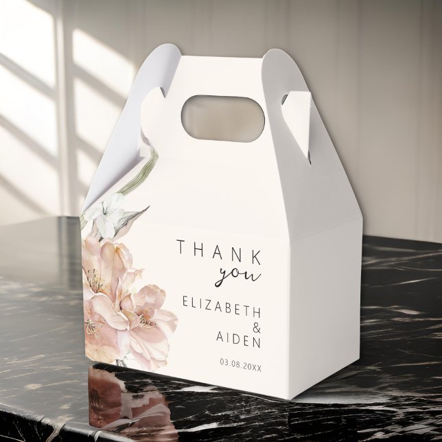 Floral Wedding Box Geschenkschachtel (Personalized Floral Wedding Favor Boxes with your Name & Date.)