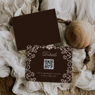 Floral Wedding Brown Qr Details Enclosure Card
